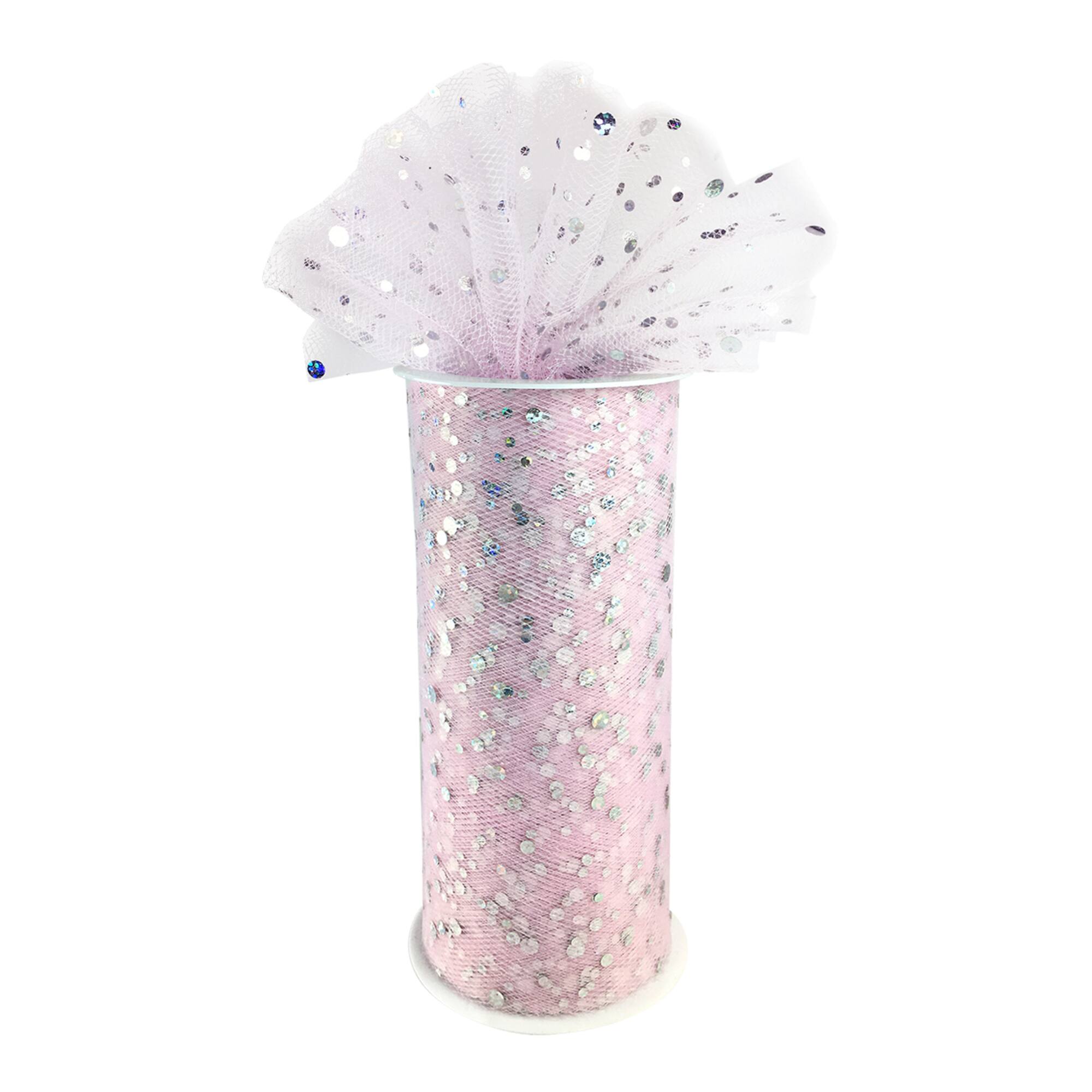 6" x 8yd. Pink Holographic Sequins Tulle by Celebrate It™